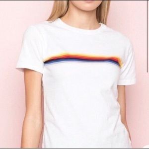 john galt brandy melville rainbow striped white tee